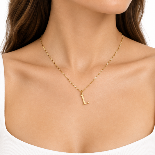 Złoty naszyjnik z literą L – stal nierdzewna, dla dam